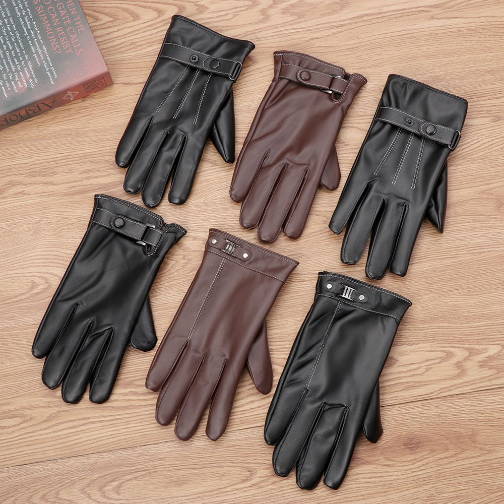 Street Fashion Gloves - Luvas de couro térmico de lã