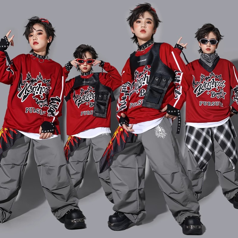 Street Fashion Boy - Meninos k-pop moletom moda colete calças