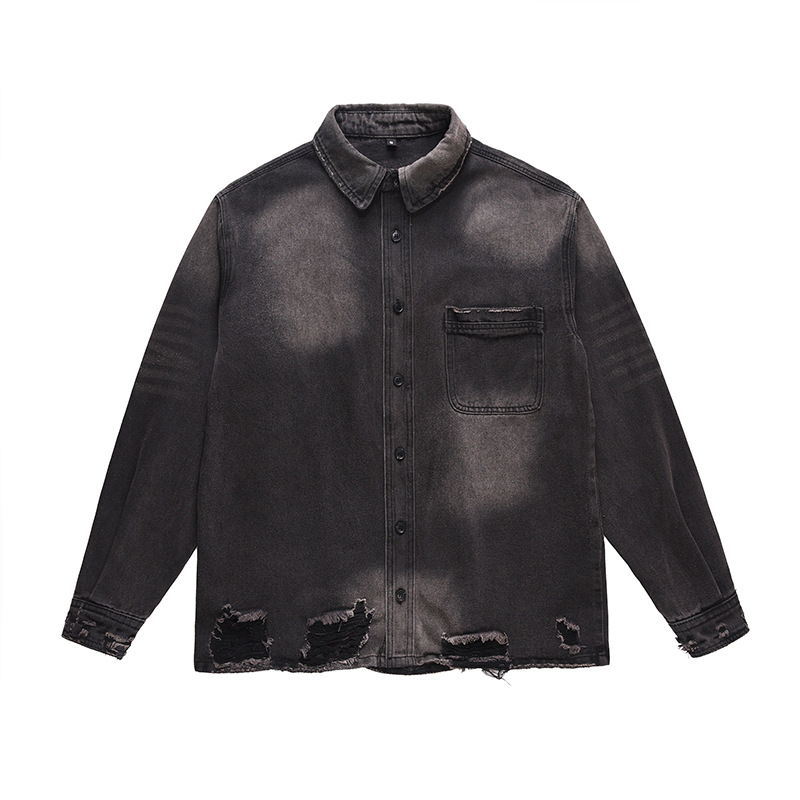 Street Fashion Jacket - Jaqueta Jeans Masculina Rasgada Estilo High
