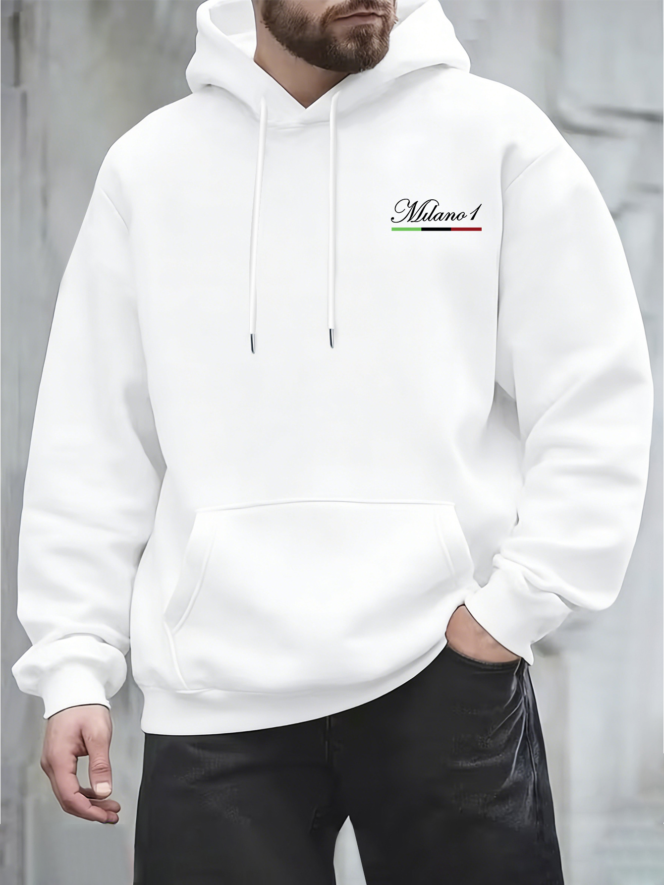 Street Fashion In Milan - Moletom com capuz masculino casual, estilo