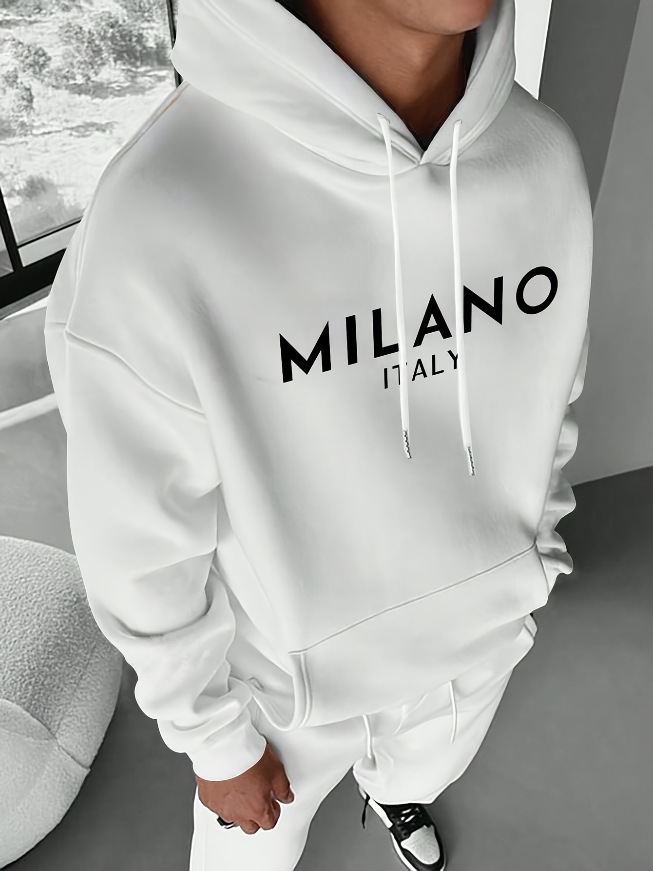 Street Fashion In Milan - Moletom Unissex Milan Letter, Pulôver Casual