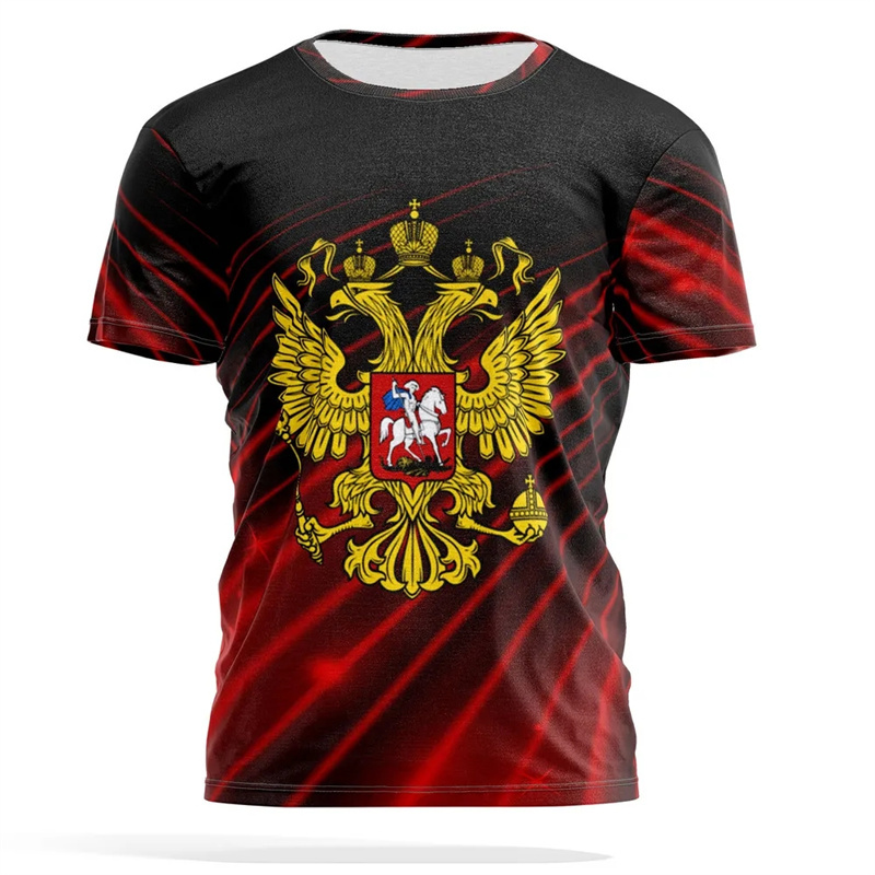 Street Fashion Essentials - Emblema nacional russo impressão camiseta das