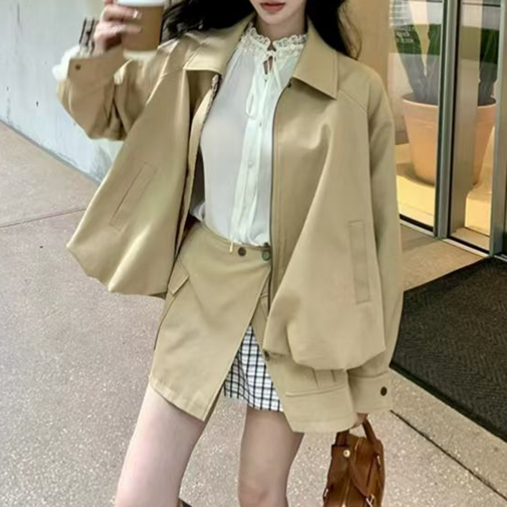 Twotwinstyle khakl bolso emend - Street Fashion Jacket avaliação e preço