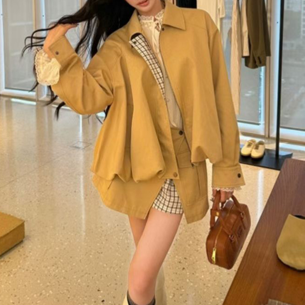 Twotwinstyle khakl bolso emend - Street Fashion Jacket avaliação e preço