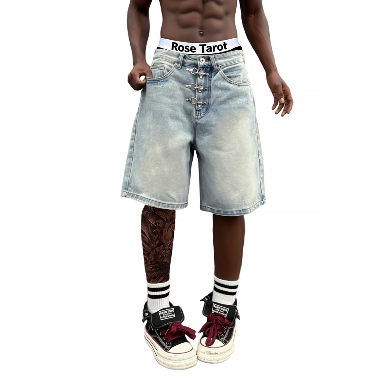 Calças Jeans Curtas com Fivela - Street Fashion Baggy avaliação e preço