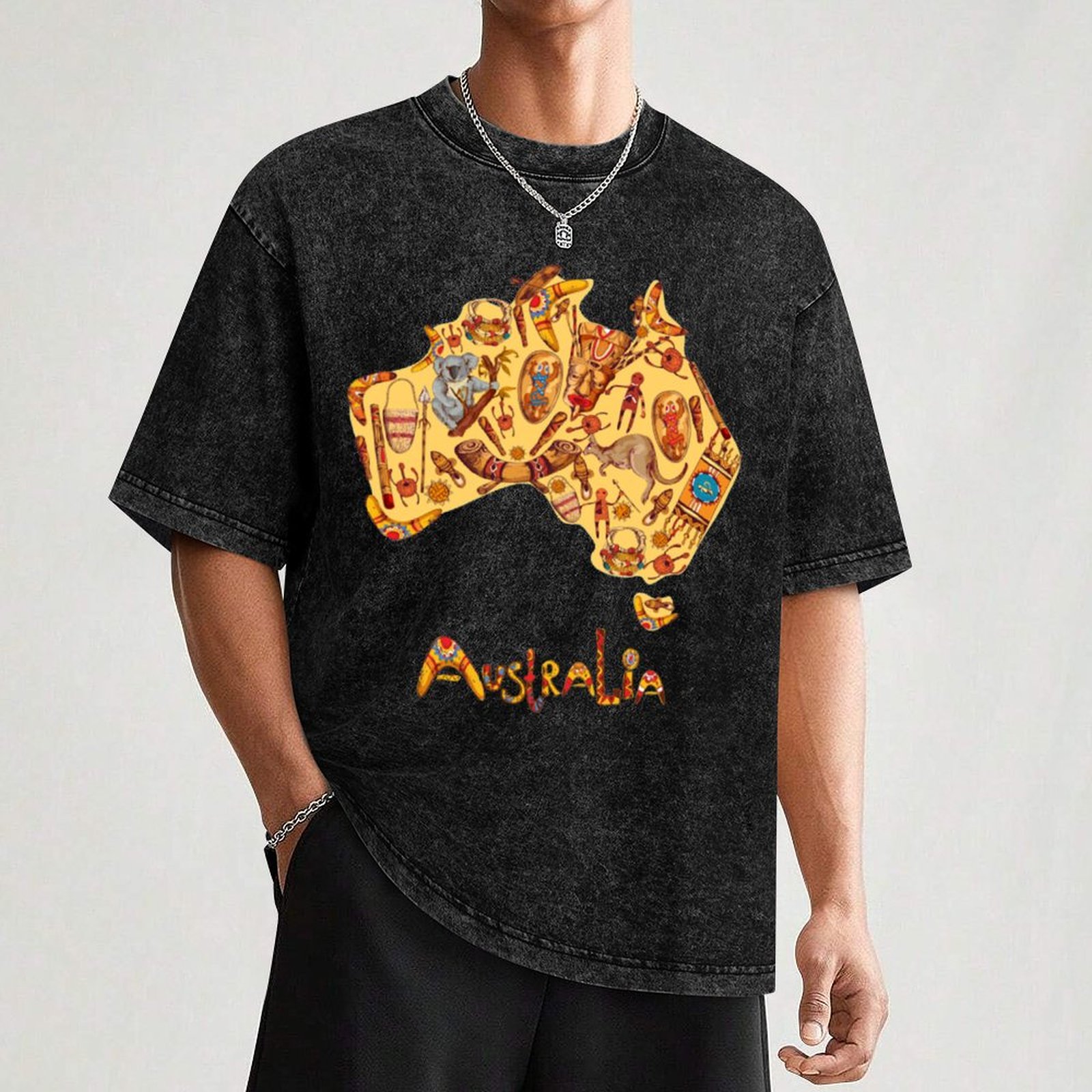 Camiseta com bandeira aborígin - Street Fashion Australia avaliação e preço