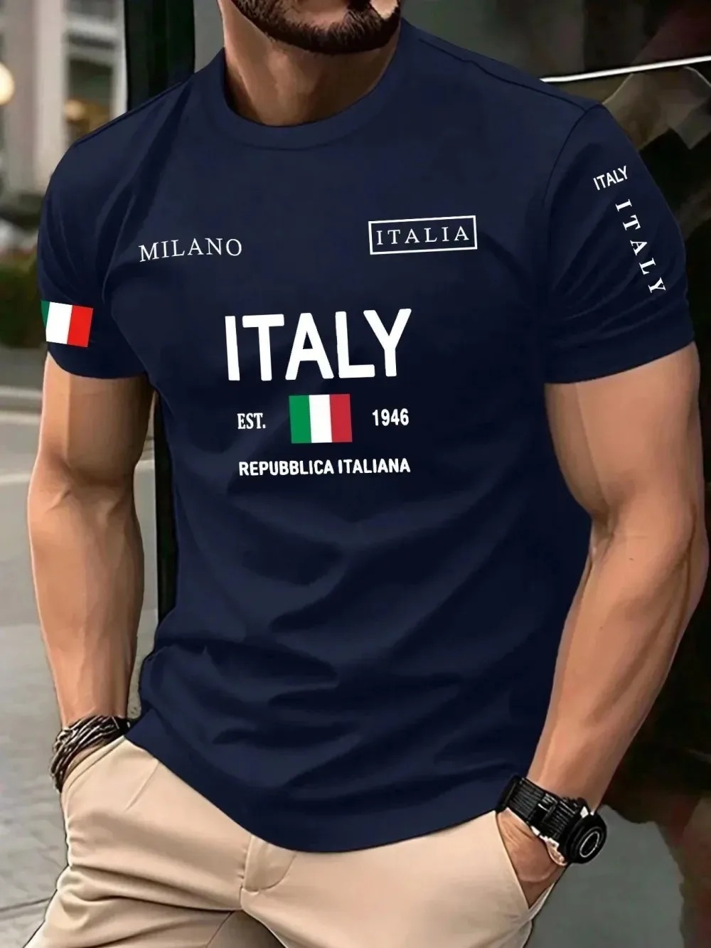 Camiseta Masculina Casual de R - Street Fashion In Milan avaliação e preço