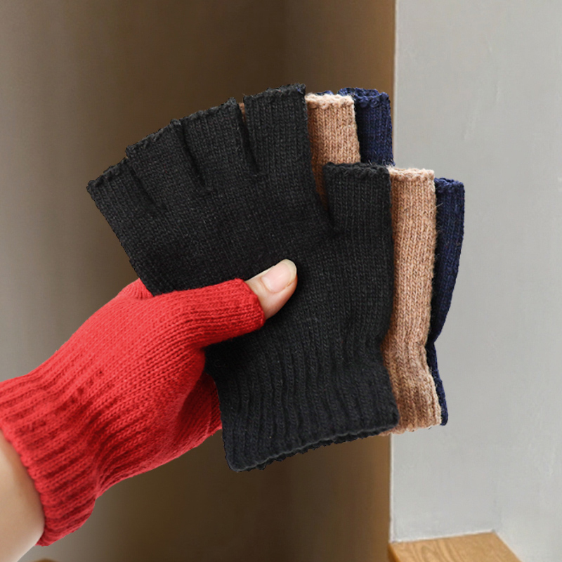 Luvas de meio dedo de lã para  - Street Fashion Gloves avaliação e preço