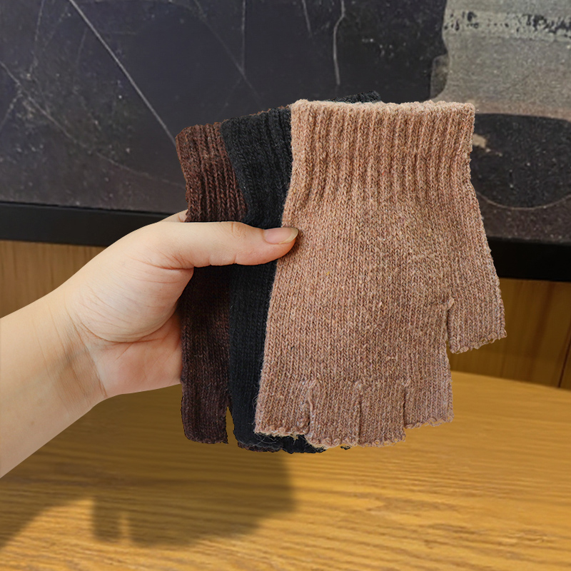 Luvas de meio dedo de lã para  - Street Fashion Gloves avaliação e preço