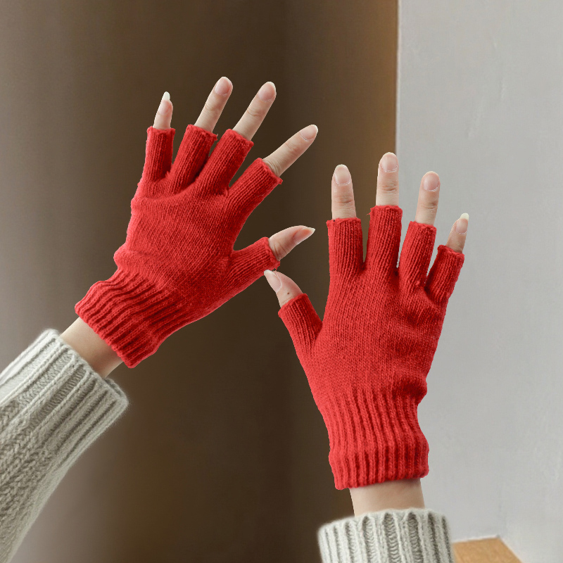 Luvas de meio dedo de lã para  - Street Fashion Gloves avaliação e preço