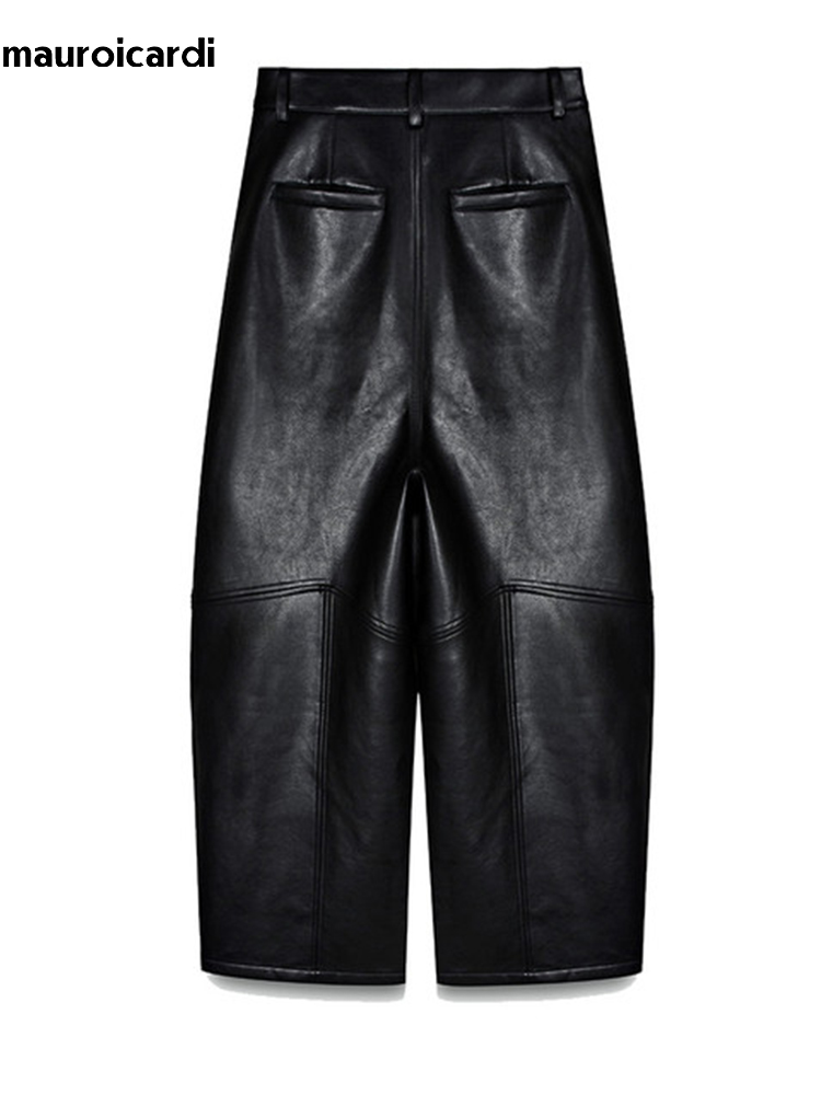 Calças Largas de Couro PU Pret - Street Fashion Baggy avaliação e preço