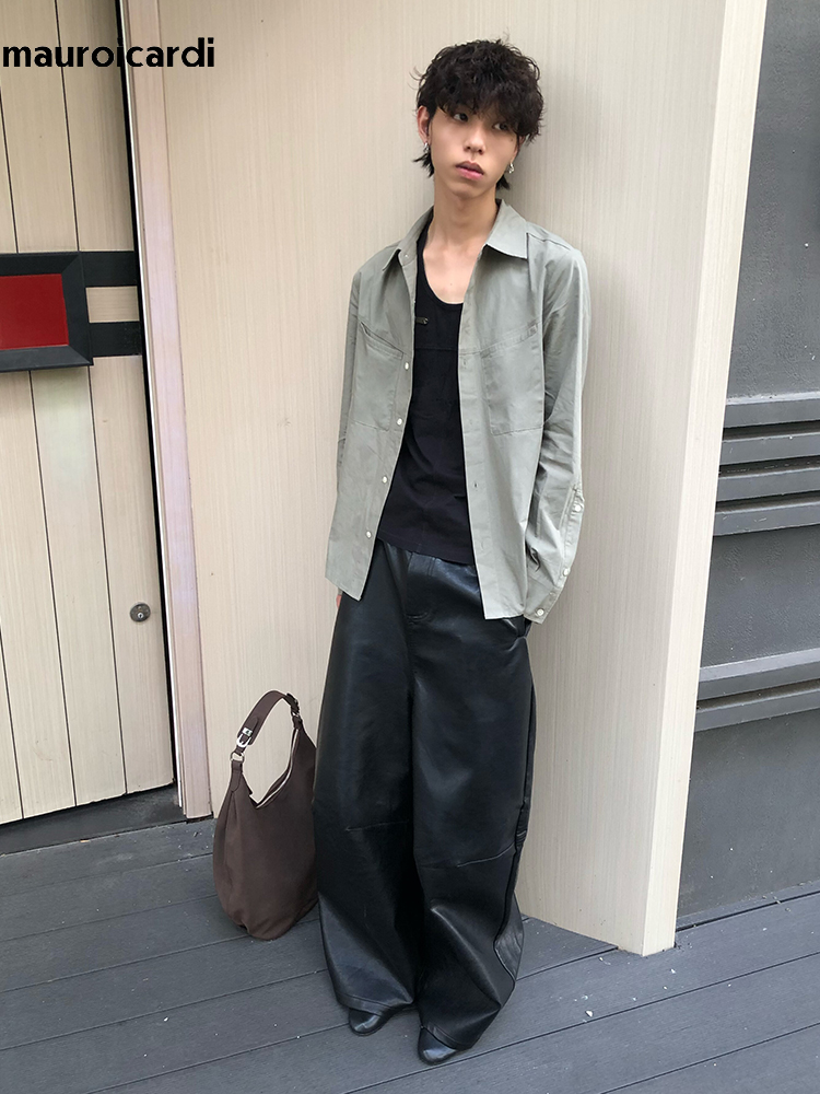 Calças Largas de Couro PU Pret - Street Fashion Baggy avaliação e preço