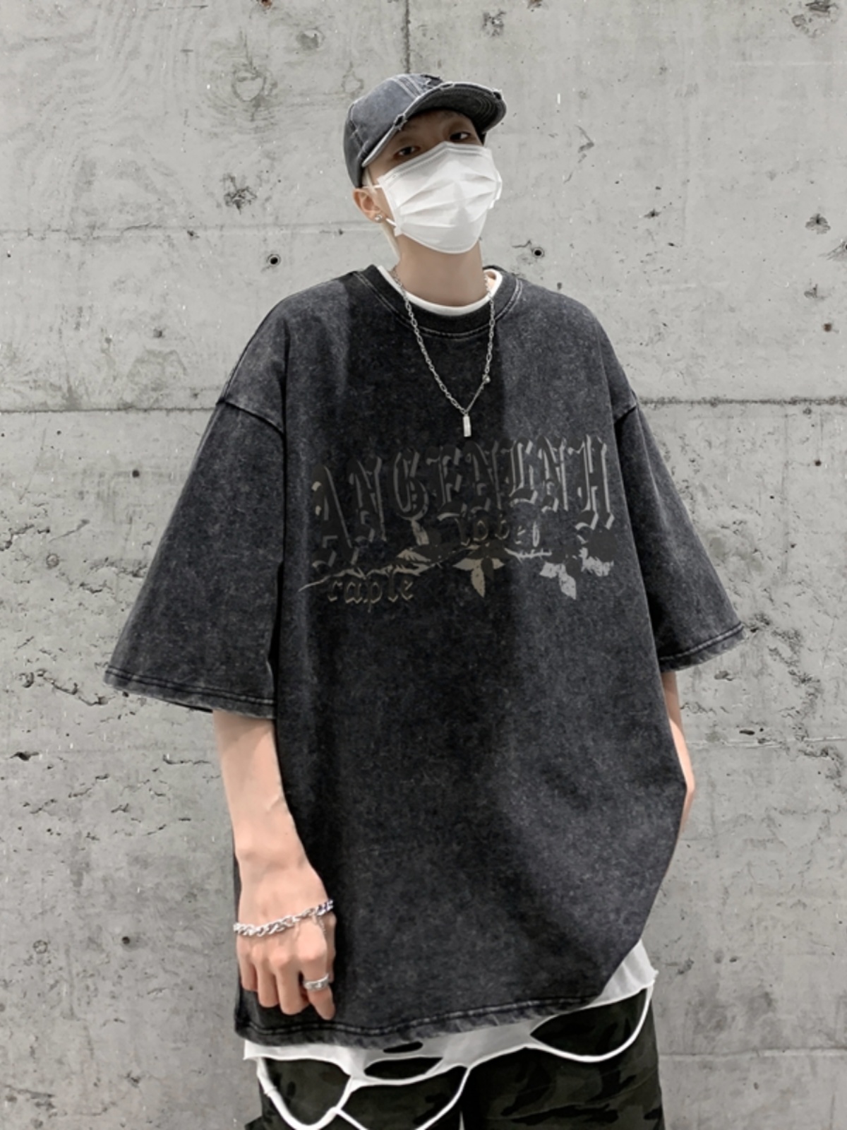Tops com estampa de letras est - Street Fashion Baggy avaliação e preço