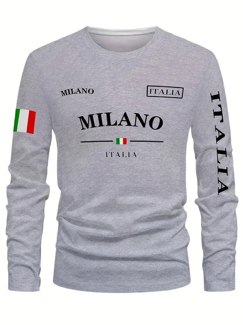 Camiseta Masculina de Manga Lo - Street Fashion In Milan avaliação e preço