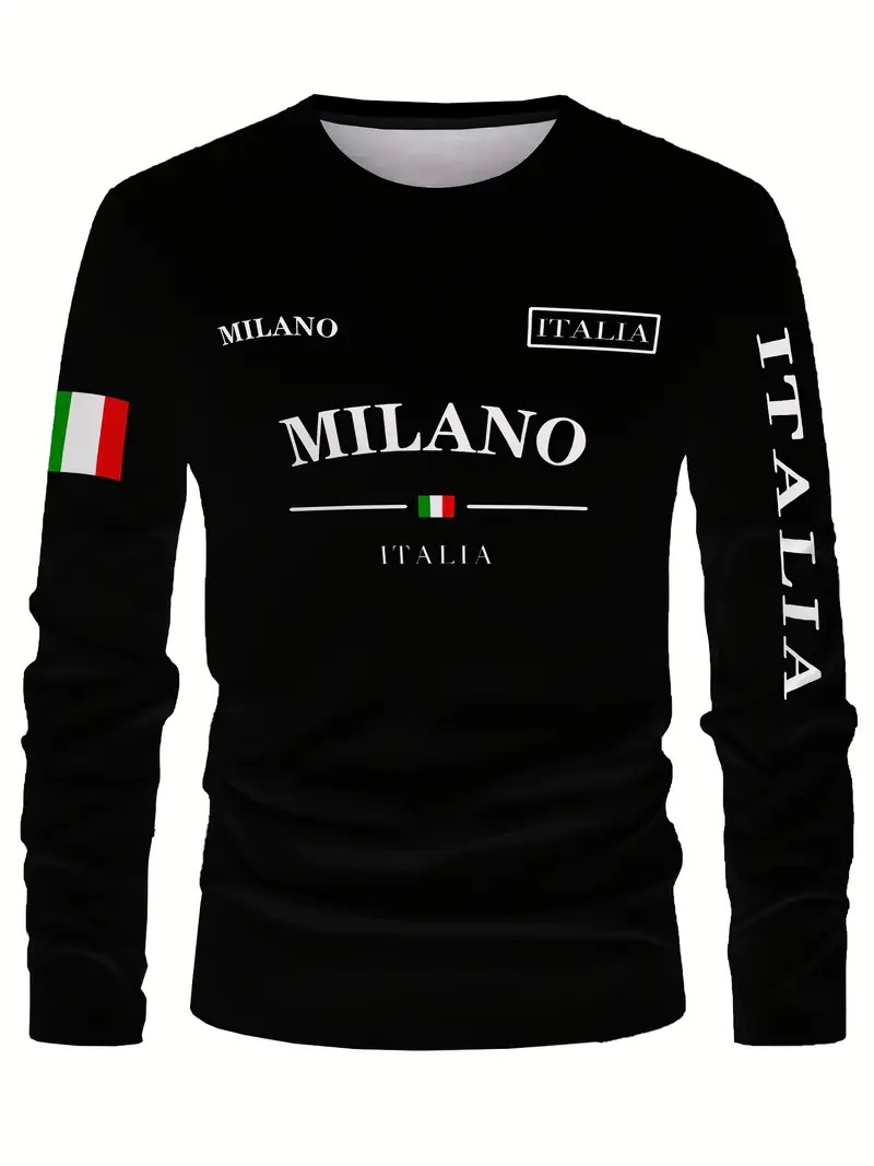 Camiseta Masculina de Manga Lo - Street Fashion In Milan avaliação e preço