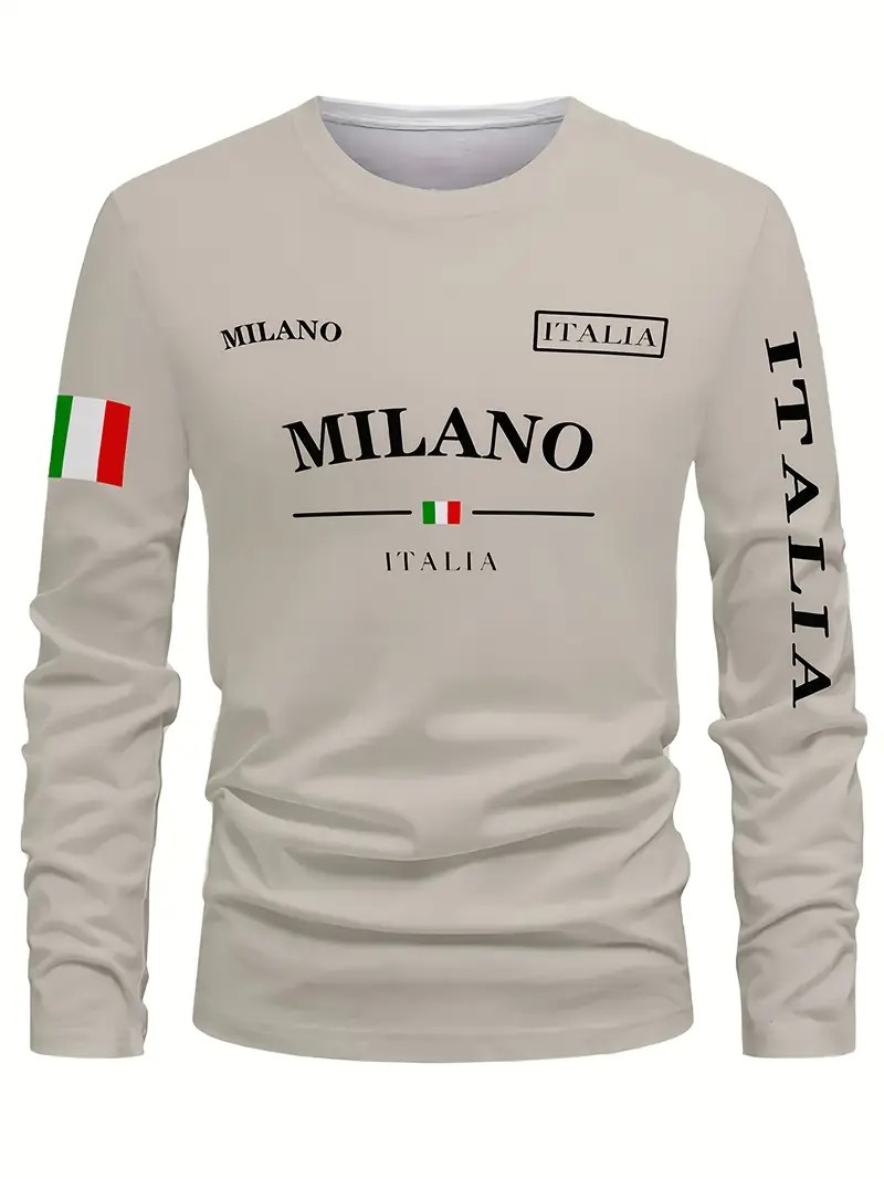 Camiseta Masculina de Manga Lo - Street Fashion In Milan avaliação e preço